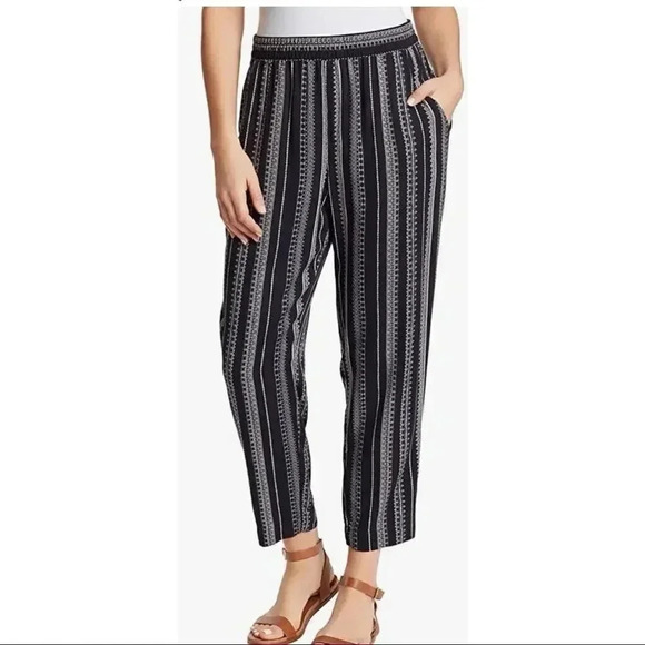 Jessica Simpson Soft Printed High Rise Slant Pocket Pant Black Viscose SZ Small - Picture 1 of 16